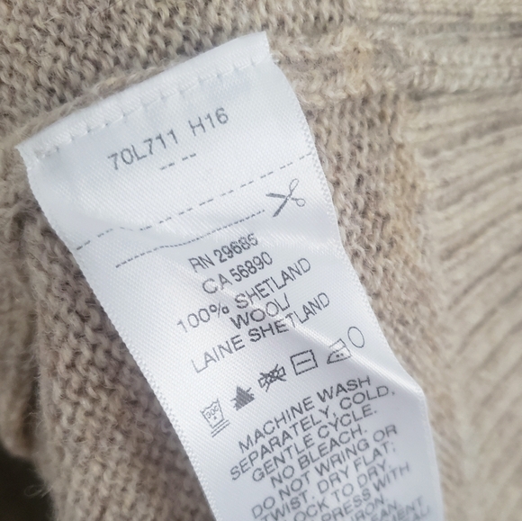 Pendleton 100% Shetland Wool Machine Washable Long Sleeve Sweater Size M Tan - Picture 5 of 6